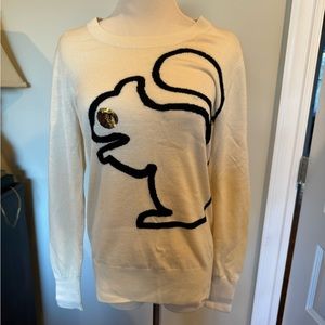 Markus Lupfer sz S 100% merino wool long sleeve sweater with squirrel graphic